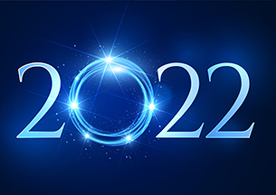 happy new year 2022 blue sparkling text banner design